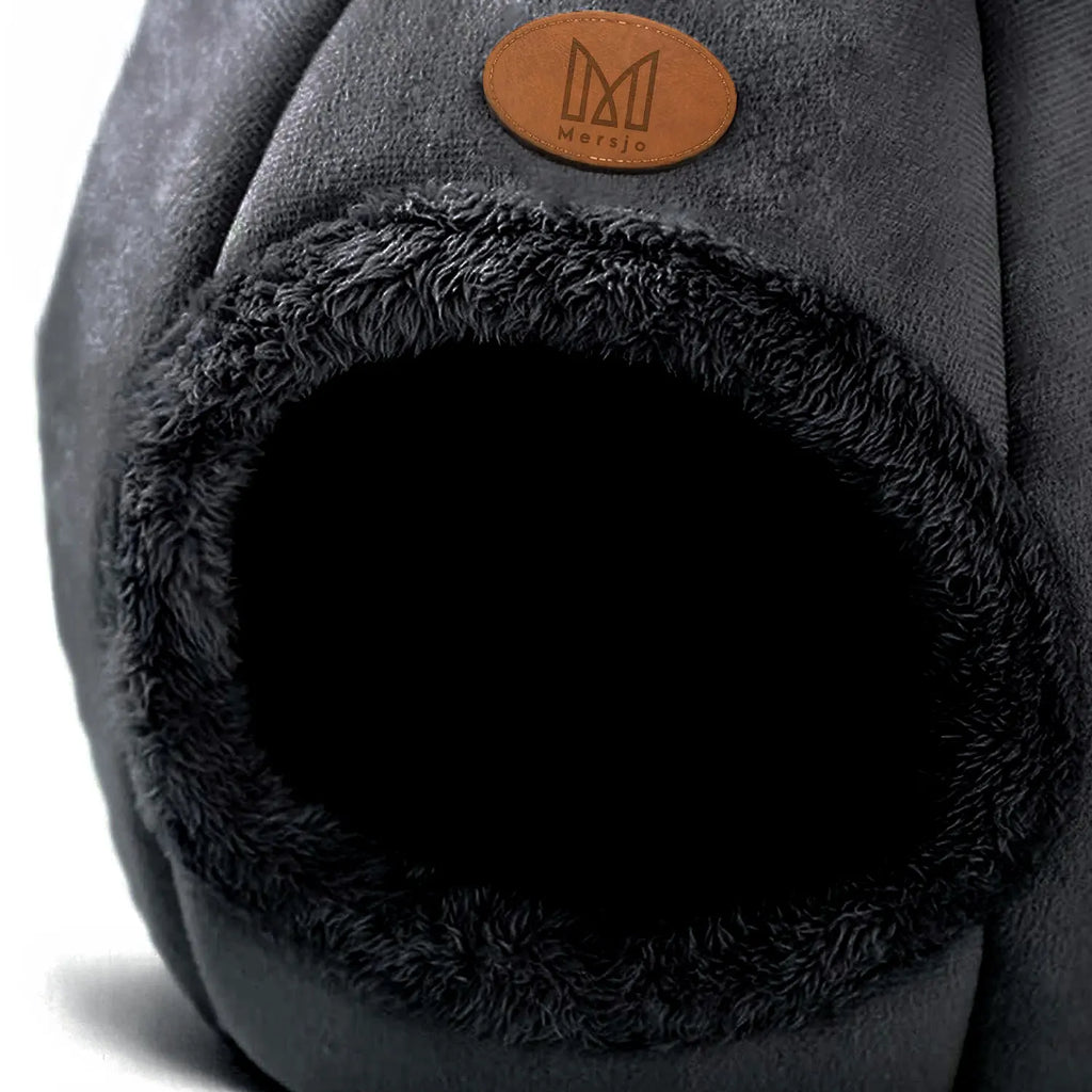 Katzenhaus „DAISY“ – Plüschhöhle mit Ohren, Schwarz