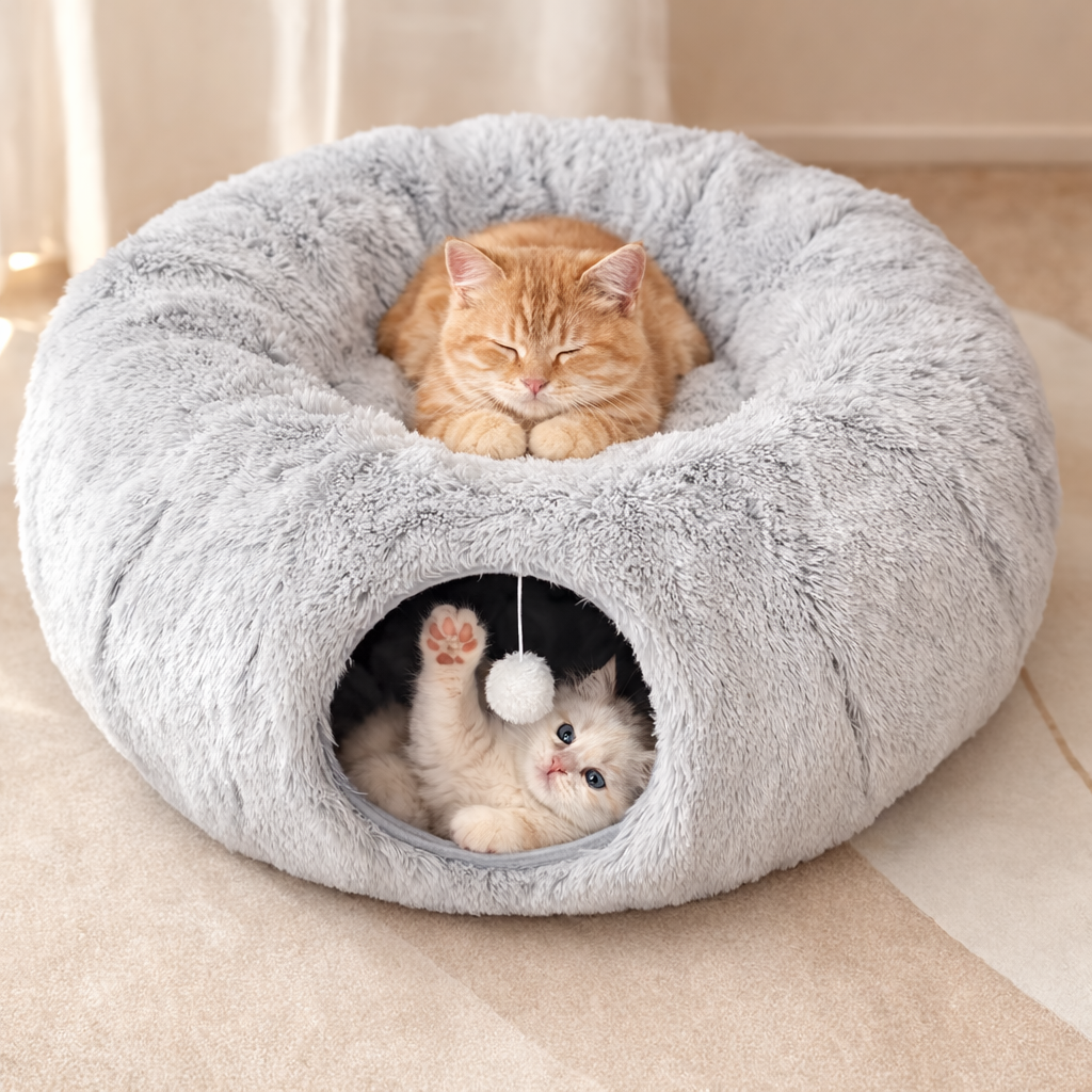 flooom™ TunnelNest – Katzenbett mit Spieltunnel