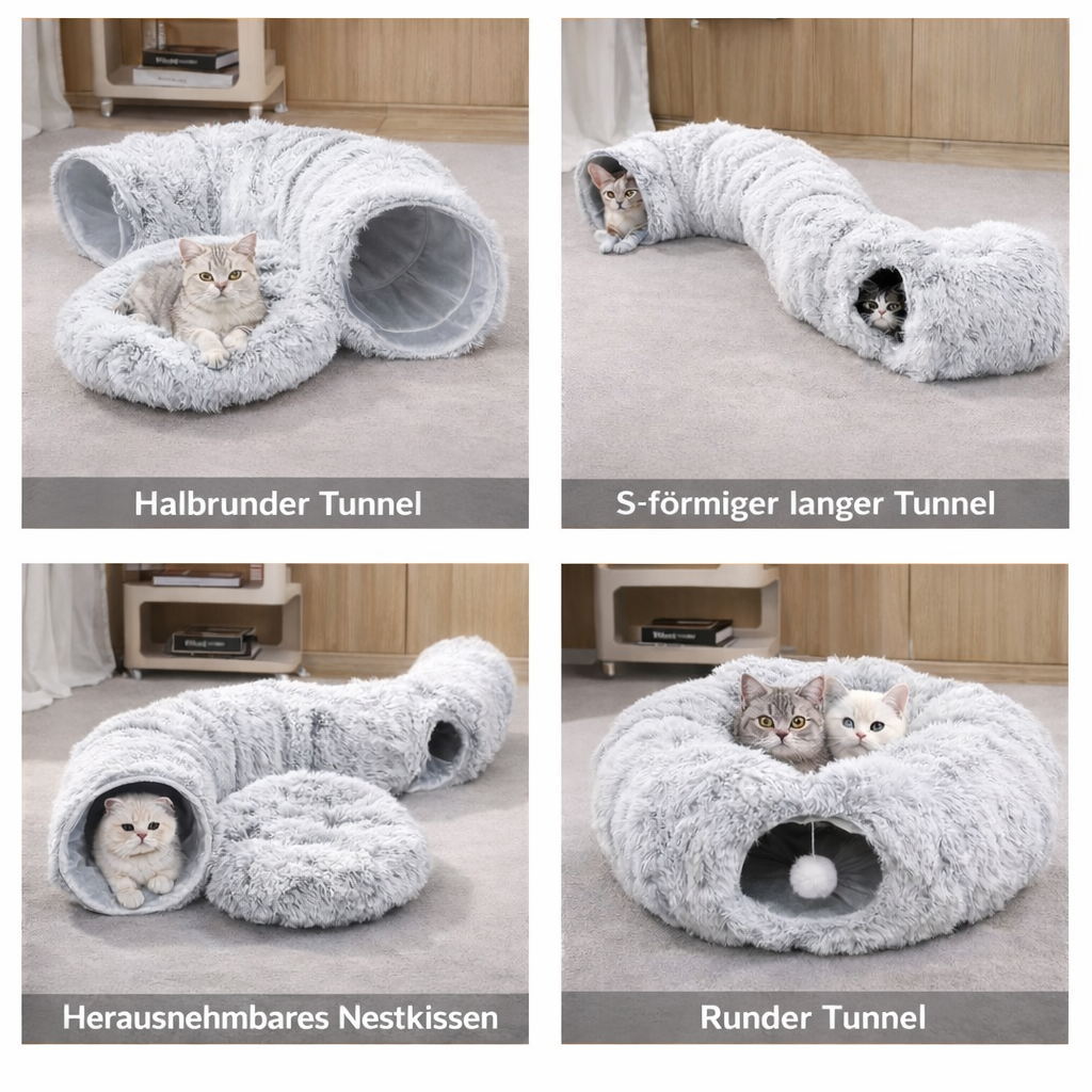 flooom™ TunnelNest – Katzenbett mit Spieltunnel