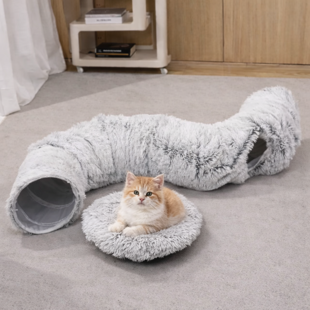 flooom™ TunnelNest – Katzenbett mit Spieltunnel